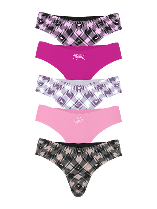 PINK 5-Pack No-Show Thong Panties