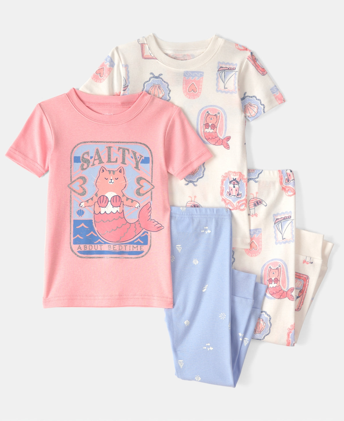 Carter's Baby Girls' Mermaid Cat Print Short-Sleeve T-Shirt