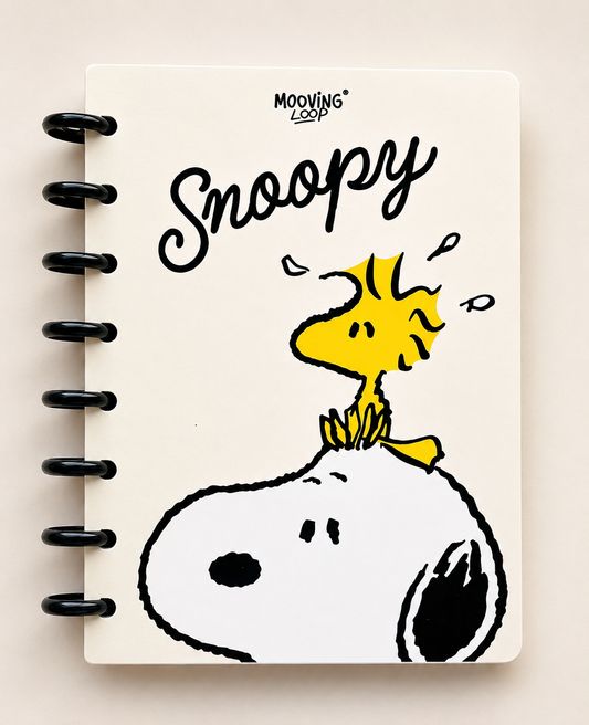 Cuaderno con sistema de discos de Snoopy