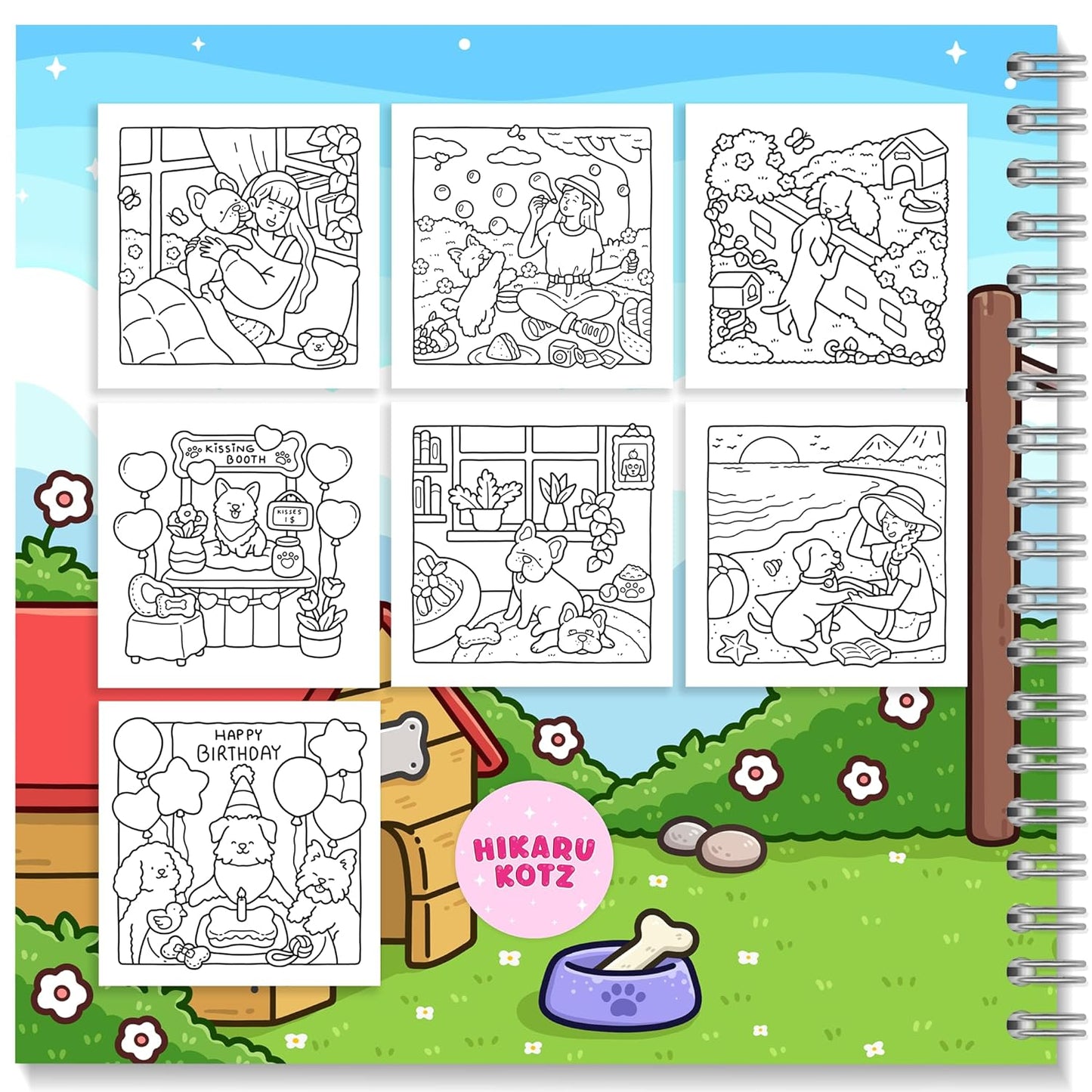 Dog Moments: Puppy Life Coloring Book for Adults and Teens Spiral Version