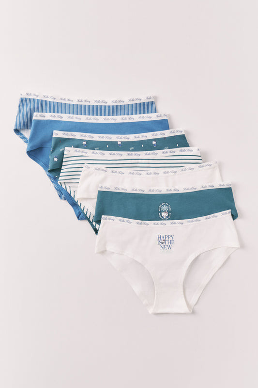 Paquete de 7 panties culotte de algodón estampado Hello Kitty