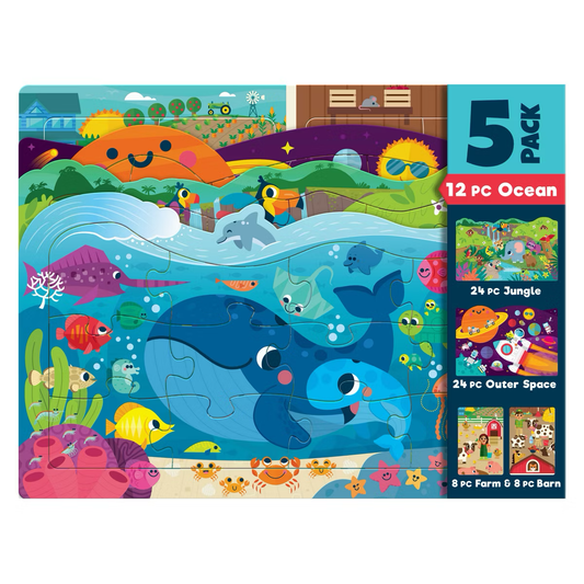 Chuckle & Roar Tray Puzzle 5-Pack - Kids Puzzle Set Ages