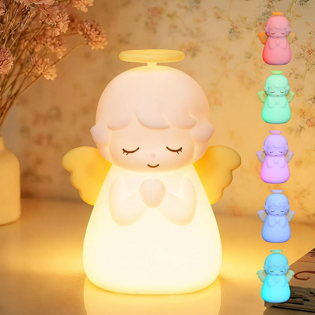 Angel Night Light, Cute Guardian Silicone Lamp- Lamparita de Angel