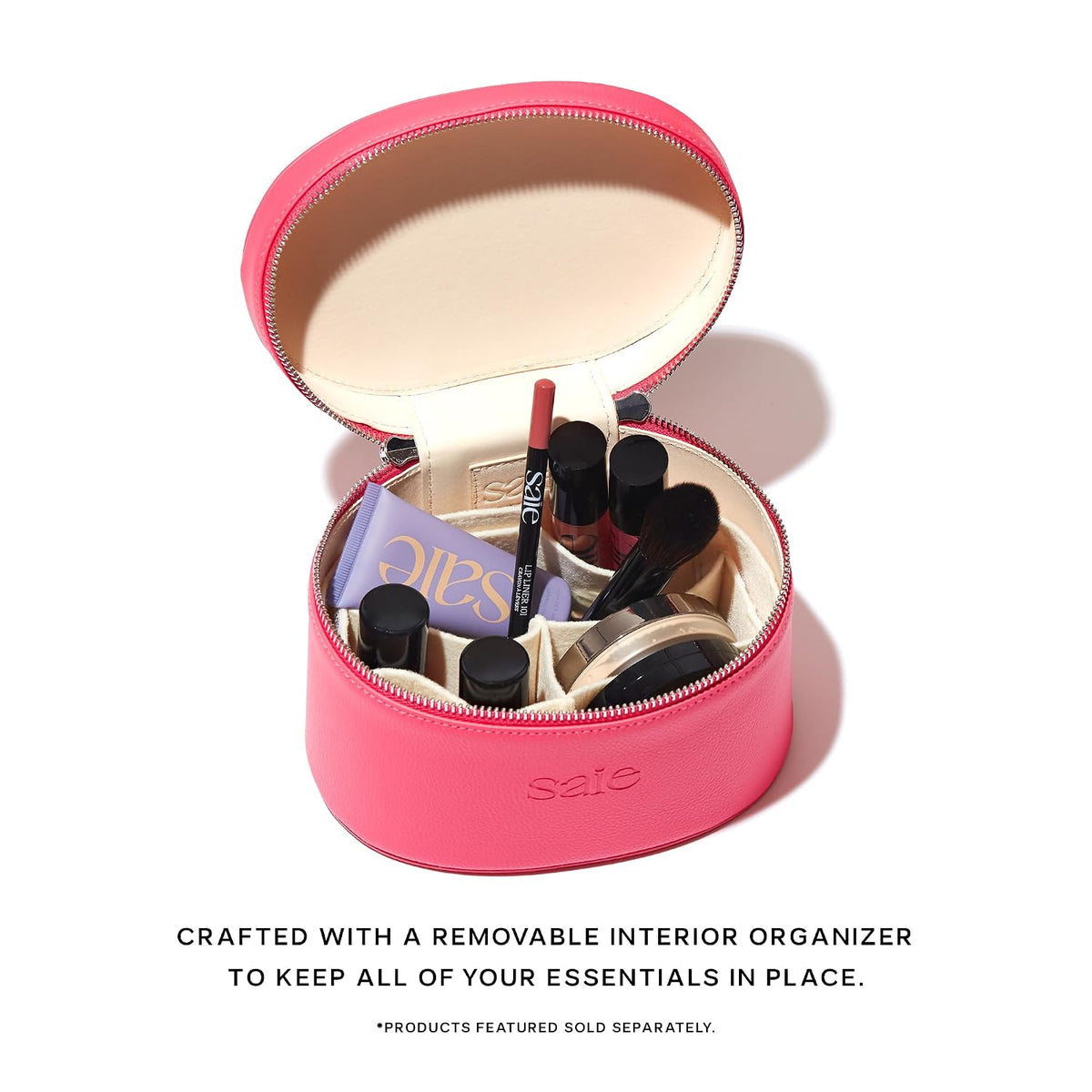 Saie Mini Vanity Case, Vegan Leather Makeup Bag, Fuchsia
