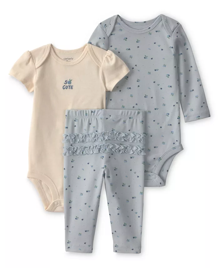 Carter's Baby Girls' Crewneck Bodysuit and Pants, 3-Piece Set
