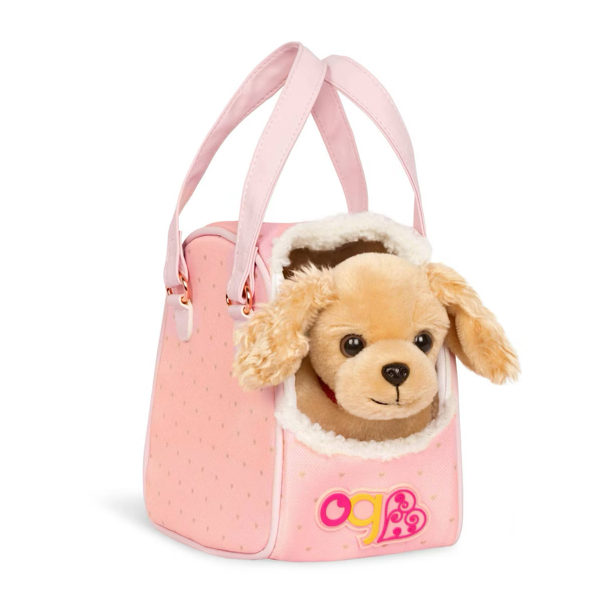 Hop In Dog Carrier & Pet Plush Puppy for 18" Dolls