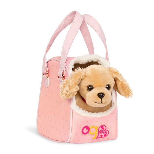 Hop In Dog Carrier & Pet Plush Puppy for 18" Dolls