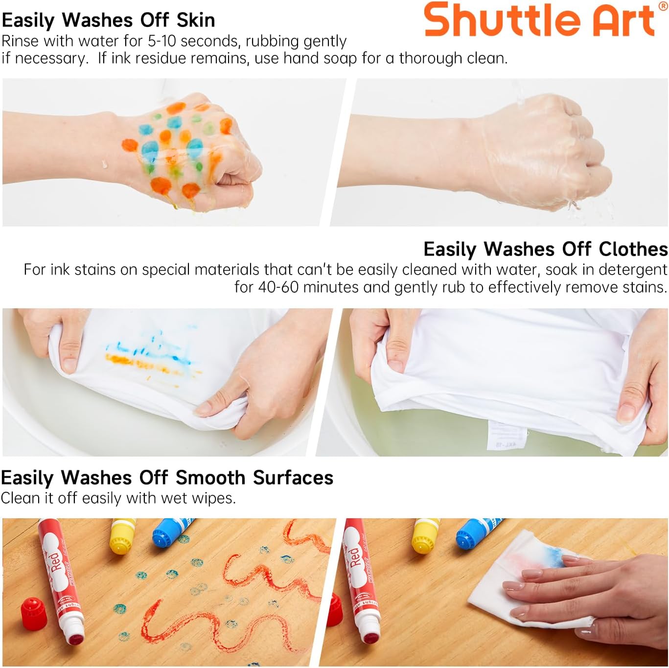 Shuttle Art Dot Markers, 12 Colors Washable Markers