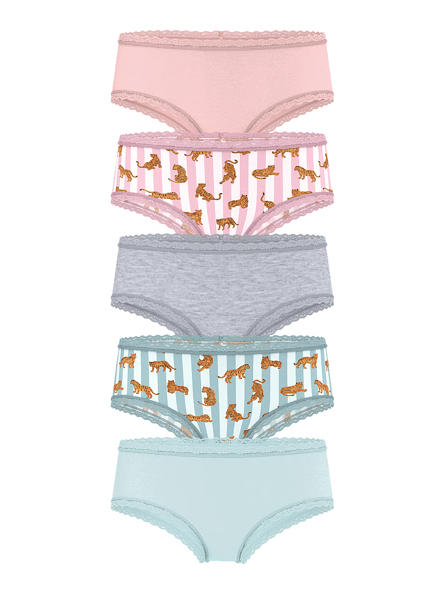 Victoria's Secret 5-Pack Cotton Lace-Trim Cheeky Panties