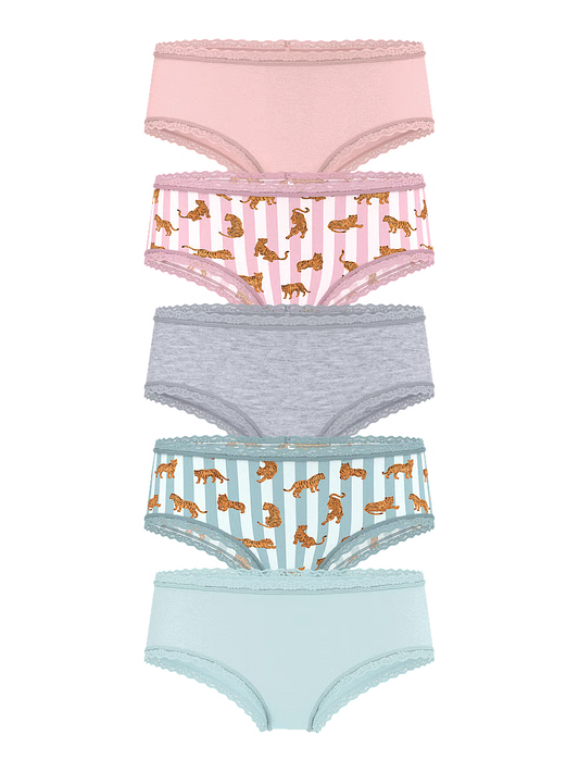 Victoria's Secret 5-Pack Cotton Lace-Trim Cheeky Panties