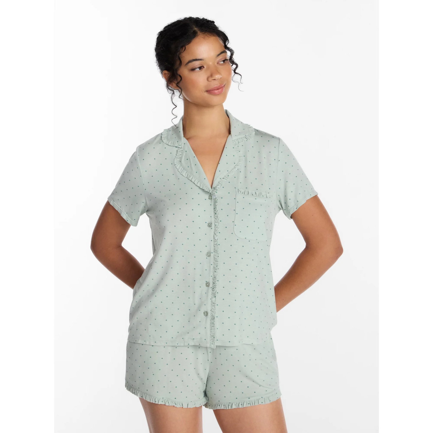 Pijama de short Verde y Puntos