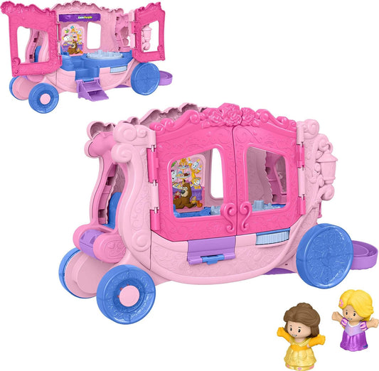 Fisher-Price Little People Toddler Toy Disney Princess Pull-Along Musical Carriage Playset