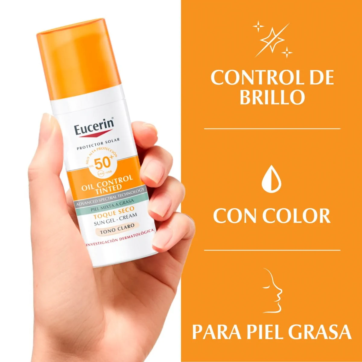Eucerin Sun Facial Oil Control FPS50+ Tono Claro 50ml
