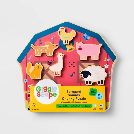 Gigglescape Barnyard Sounds Chunky Puzzle Set- Animales de la Granja