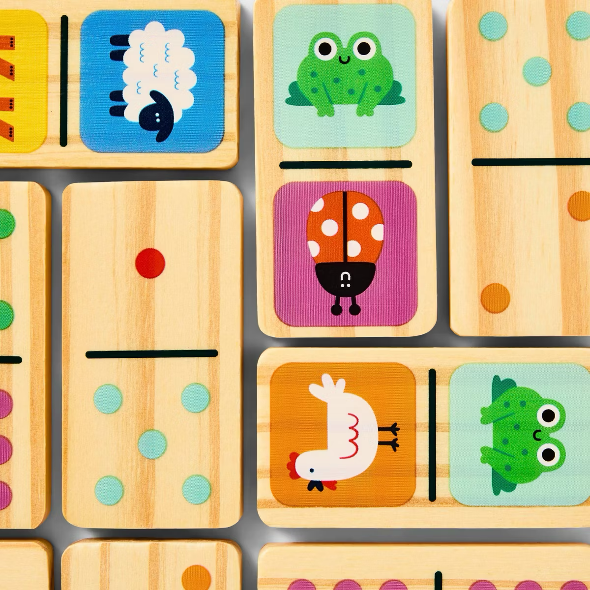 Wooden Family Dominoes - Gigglescape™: Classic Tile Game, 28 Pieces