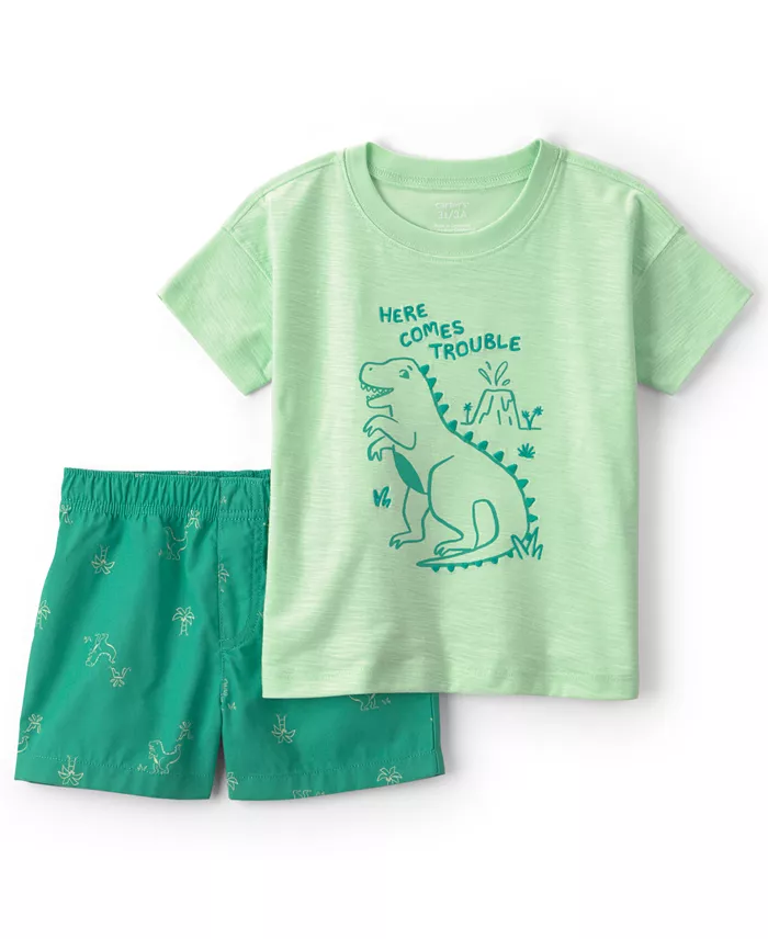 Carter's Boys' Dinosaur T-Shirt and Shorts, 2-Piece Set